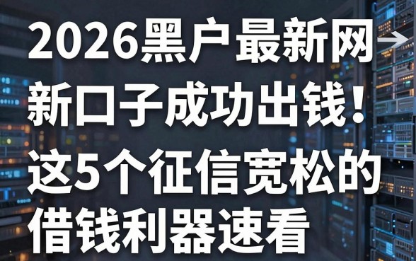 2026黑户最新网贷新口子成功出钱！这5个征信宽松的借钱利器速看