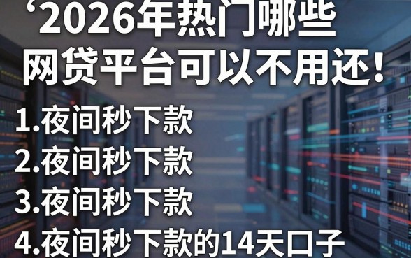 2026年热门哪些网贷平台可以不用还,整合五个夜间秒下款的14天口子