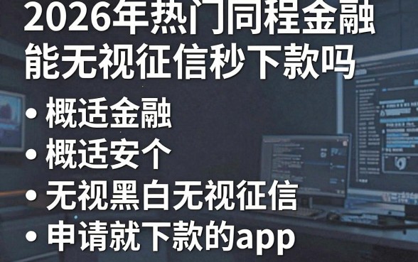 2026年热门同程金融能无视征信秒下款吗，概括五个无视黑白无视征信申请就下款的app
