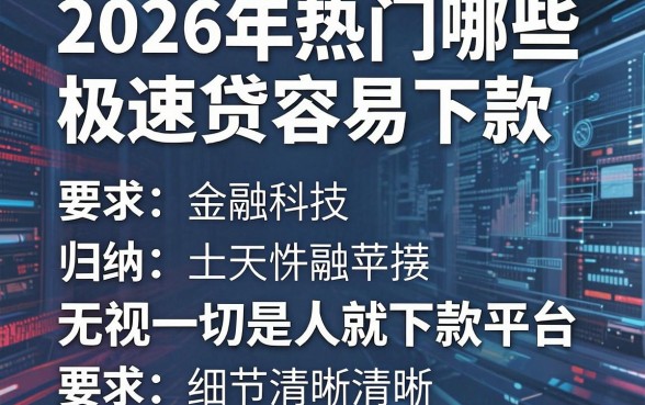 2026年热门哪些极速贷容易下款，归纳五个无视一切是人就下款平台