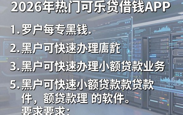 2026年热门可乐贷借钱APP，罗列5个黑户可快速办理小额贷款业务的软件