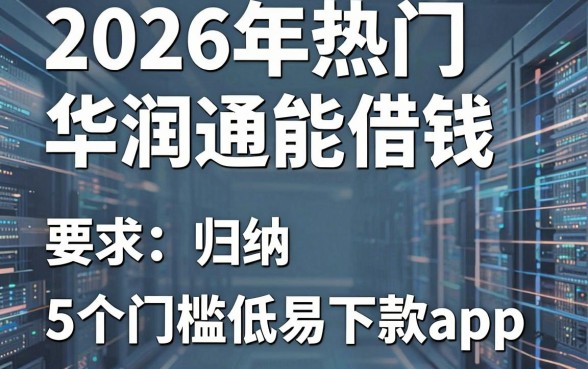 2026年热门华润通能借钱，归纳5个门槛低易下款app