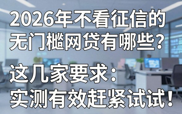 2026年不看征信的无门槛网贷有哪些？这几家实测有效赶紧试试！