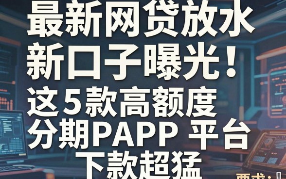 最新网贷放水新口子曝光！这5款高额度分期APP平台下款超猛