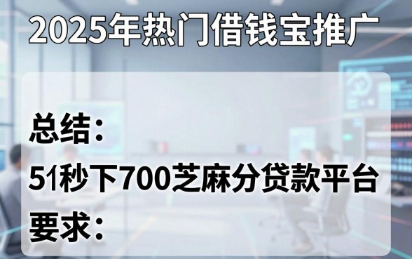 2025年热门借钱宝推广，总结5个秒下700芝麻分贷款平台