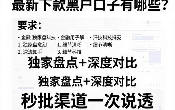 最新下款黑户口子有哪些？独家盘点+深度对比，秒批渠道一次说透！