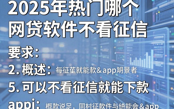 2025年热门哪个网贷软件不看征信，概括5个可以不看征信就能下款的app