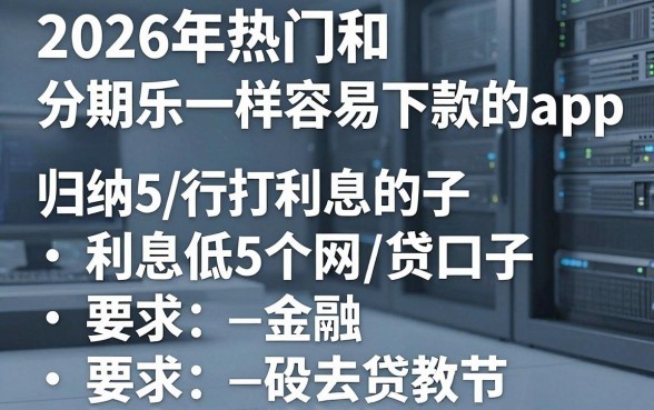 2026年热门和分期乐一样容易下款的app，归纳5个利息低的网贷口子