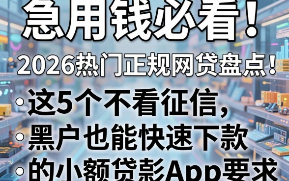 急用钱必看！2026热门正规网贷盘点：这5个不看征信、黑户也能快速下款的小额贷款App