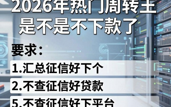 2026年热门周转王是不是不下款了，汇总5个不查征信好下款的网贷平台