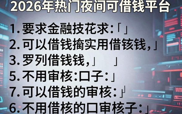 2026年热门夜间可借钱平台,罗列5个可以借钱不用审核的口子