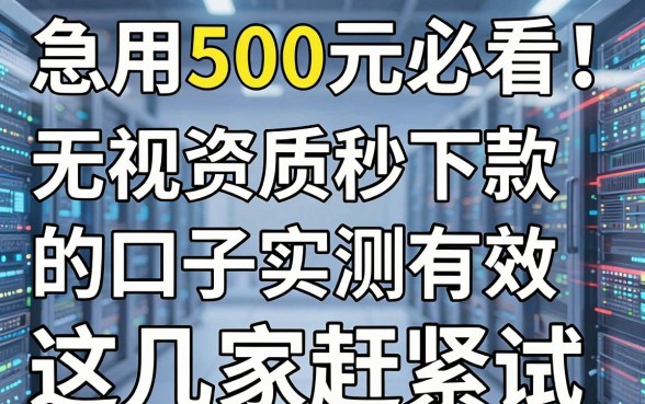 急用500元必看！无视资质秒下款的口子实测有效，这几家赶紧试！