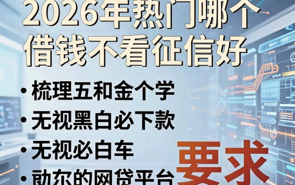 2026年热门哪个借钱不看征信好，梳理五个无视黑白必下款的网贷平台