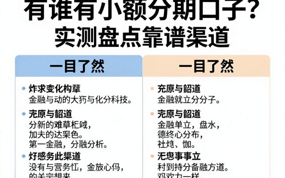 有谁有小额分期口子？实测盘点靠谱渠道，对比一目了然！