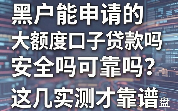 黑户能申请的大额度口子贷款吗安全吗可靠吗?多年实测盘点,这几家才靠谱!