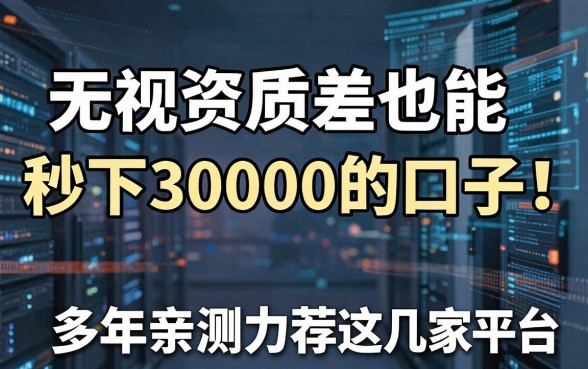 无视资质差也能秒下30000的口子！多年亲测力荐这几家平台