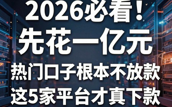 2026必看！号称“先花一亿元”的热门口子根本不放款，这5家平台才真下款！