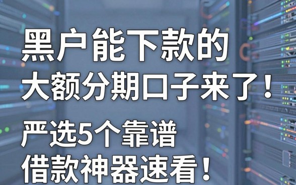 黑户能下款的大额分期口子来了！严选5个靠谱借款神器速看