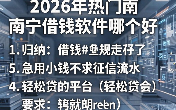 2026年热门南宁借钱软件哪个好,归纳5个急用小钱不求征信流水轻松贷的平台