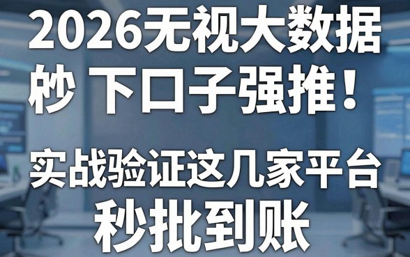 2026无视大数据的秒下口子强推!实战验证这几家平台秒批到账