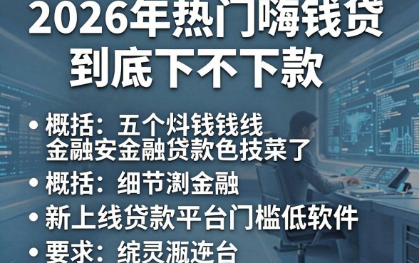 2026年热门嗨钱贷到底下不下款,概括五个新上线贷款平台门槛低软件