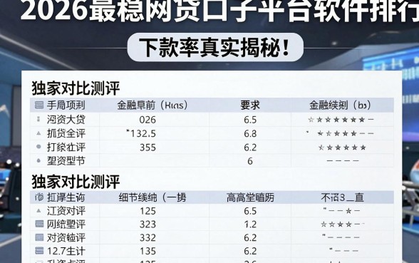 独家对比测评:2026最稳网贷口子平台软件排行,下款率真实揭秘!