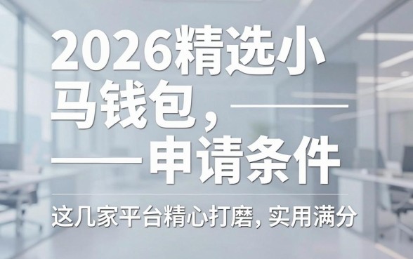 2026精选小马钱包申请条件，这几家平台精心打磨，实用满分！
