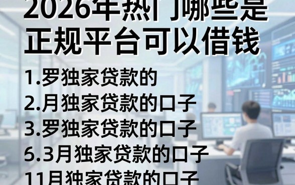 2026年热门哪些是正规平台可以借钱，罗列五个11月独家贷款的口子