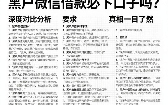 黑户微信借款必下口子吗?深度对比分析,真相一目了然!