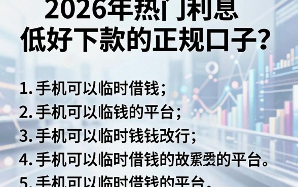 2026年热门利息低好下款的正规口子，罗列五个手机可以临时借钱的平台
