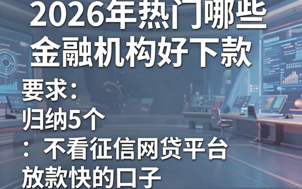 2026年热门哪些金融机构好下款，归纳5个不看征信网贷平台放款快的口子
