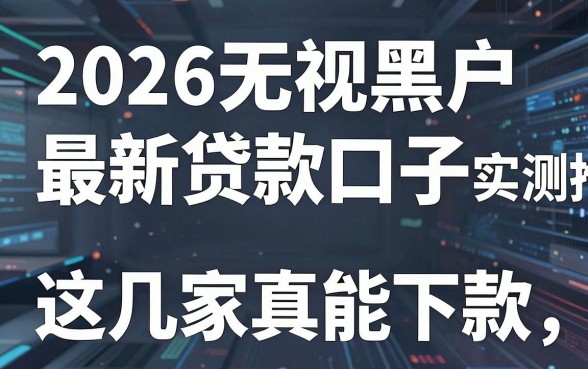 2026无视黑户最新贷款口子实测推荐，这几家真能下款！