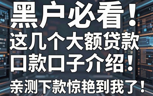 黑户必看!这几个大额贷款口子介绍,亲测下款惊艳到我了!