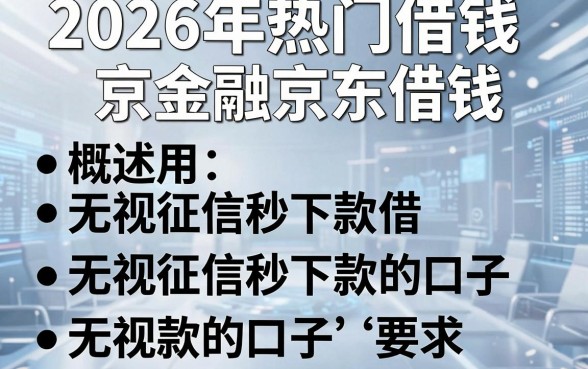2026年热门借钱金融京东借钱，概括五个无视征信秒下款的口子