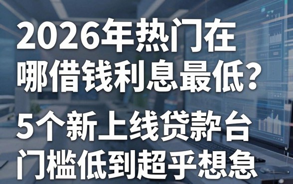 2026年热门在哪借钱利息最低?这5个新上线贷款平台门槛低到超乎想象