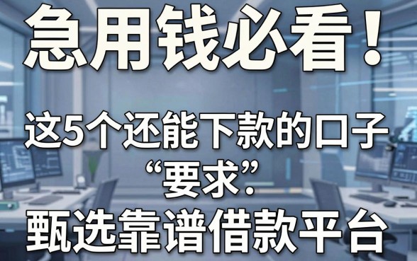 急用钱必看！这5个还能下款的口子，甄选靠谱借款平台