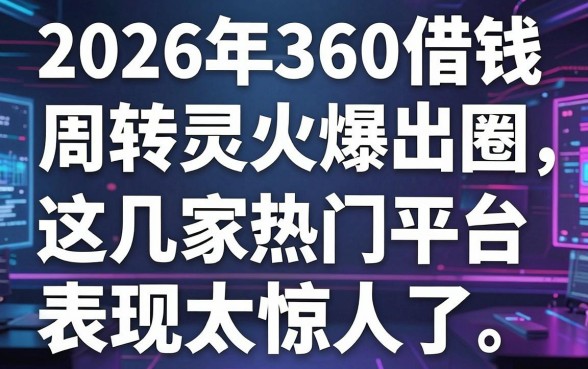 2026年360借钱周转灵火爆出圈，这几家热门平台表现太惊人了！