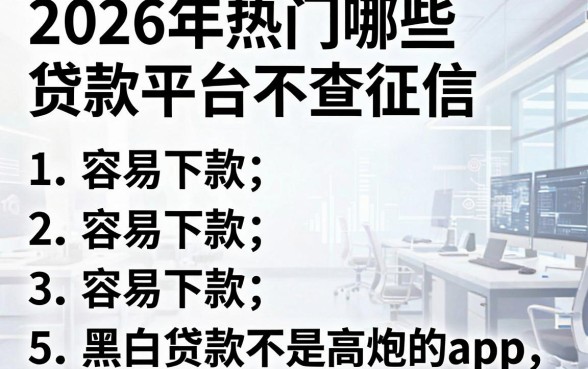 2026年热门哪些贷款平台不查征信,容易下款，概括5个黑白贷款不是高炮的app
