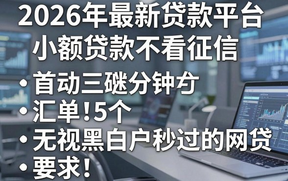 2026年最新贷款平台小额贷款不看征信，汇总5个无视黑白户秒过的网贷