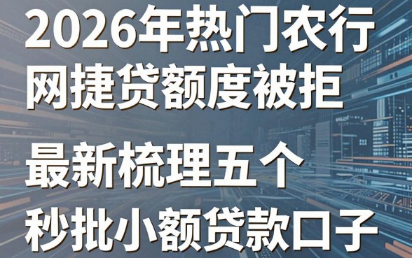 2026年热门农行网捷贷额度被拒,梳理五个最新秒批小额贷款口子