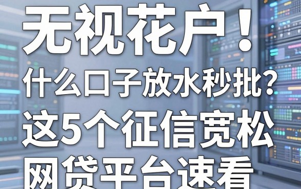 无视花户！什么口子放水秒批？这5个征信宽松网贷平台速看