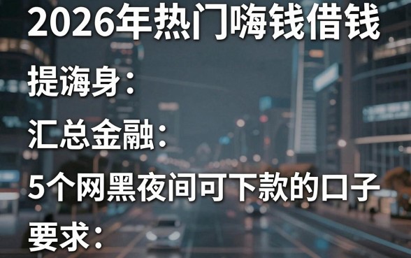 2026年热门嗨钱借钱,汇总5个网黑夜间可下款的口子