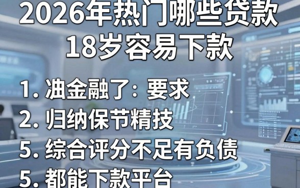 2026年热门哪些贷款18岁容易下款,归纳5个综合评分不足有负债都能下款平台