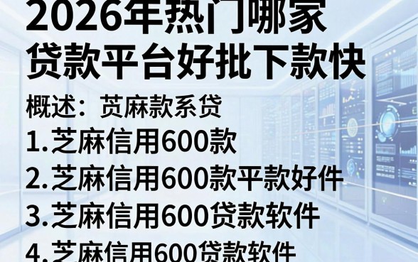 2026年热门哪家贷款平台好批下款快，概括五个芝麻信用600贷款软件