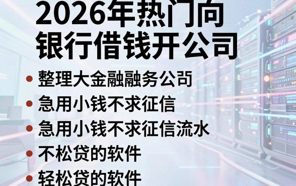 2026年热门向银行借钱开公司,整理五个急用小钱不求征信流水轻松贷的软件