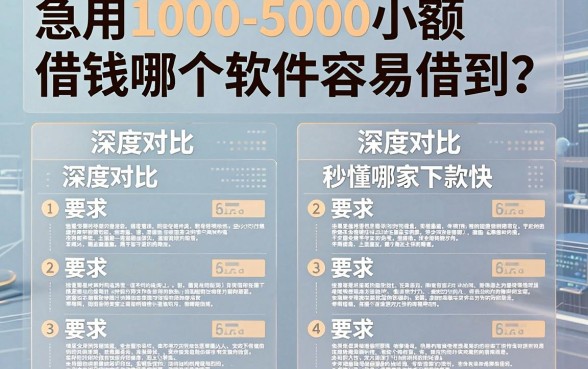 急用1000-5000小额借钱哪个软件容易借到?深度对比,秒懂哪家下款快!