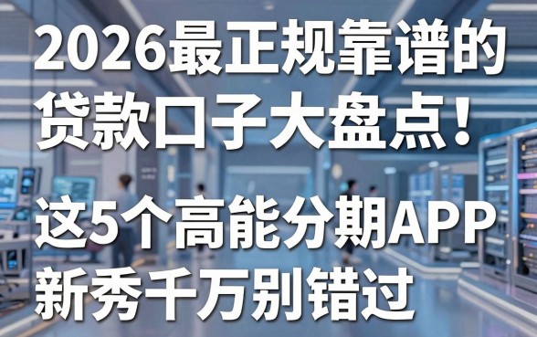 2026最正规靠谱的贷款口子大盘点!这5个高能分期APP新秀千万别错过