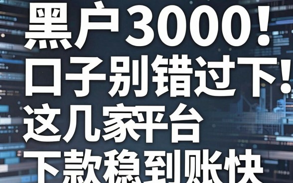 黑户3000必下口子别错过！这几家平台下款稳到账快