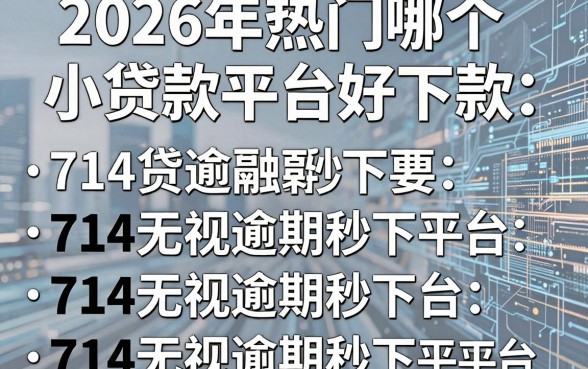 2026年热门哪个小贷款平台好下款,归纳五个714无视逾期秒下的平台