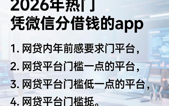2026年热门凭微信分借钱的app，概括五个网贷平台门槛低一点的平台